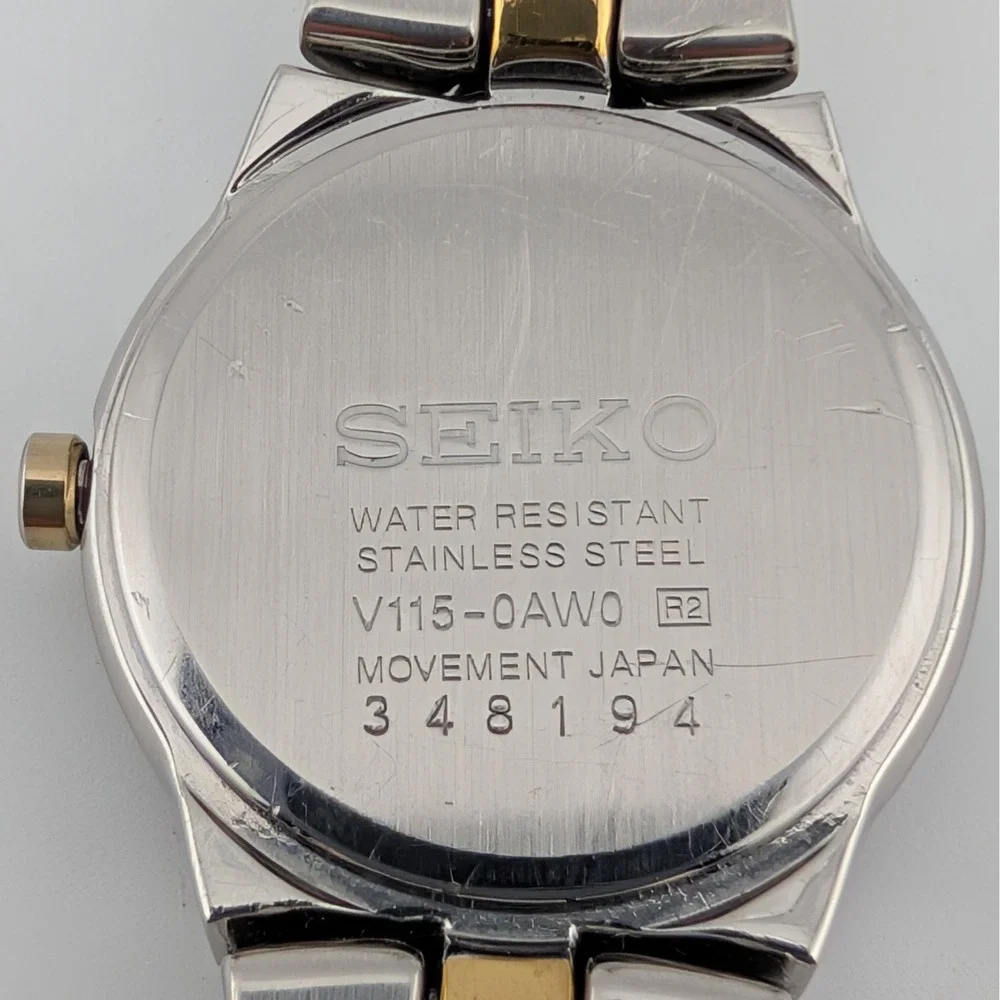 Seiko Solar Women's Swarovski Crystal Two-Tone Bracelet Watch V115-0AW0 6